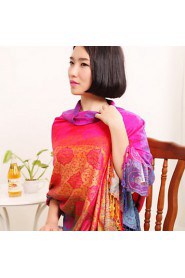 Ms. National Wind Fall And Winter Travel Vintage Jacquard Fringed Gradient Color Shawl Warm Sun Scarf