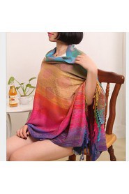 Ms. National Wind Fall And Winter Travel Vintage Jacquard Fringed Gradient Color Shawl Warm Sun Scarf