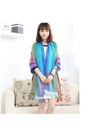 Ms. National Wind Fall And Winter Travel Vintage Jacquard Fringed Gradient Color Shawl Warm Sun Scarf