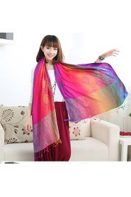 Ms. National Wind Fall And Winter Travel Vintage Jacquard Fringed Gradient Color Shawl Warm Sun Scarf