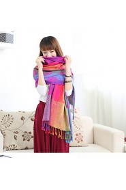 Ms. National Wind Fall And Winter Travel Vintage Jacquard Fringed Gradient Color Shawl Warm Sun Scarf