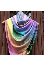 Ms. National Wind Fall And Winter Travel Vintage Jacquard Fringed Gradient Color Shawl Warm Sun Scarf