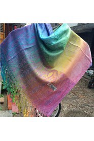 Ms. National Wind Fall And Winter Travel Vintage Jacquard Fringed Gradient Color Shawl Warm Sun Scarf