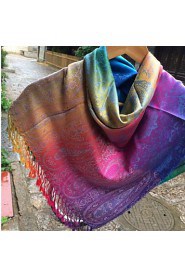 Ms. National Wind Fall And Winter Travel Vintage Jacquard Fringed Gradient Color Shawl Warm Sun Scarf