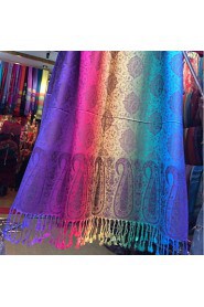 Ms. National Wind Fall And Winter Travel Vintage Jacquard Fringed Gradient Color Shawl Warm Sun Scarf