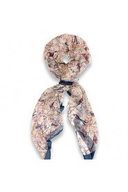 Women's Cute Vintage Lightweight Soft Colorful Floral Blossom Hummingbird Print Fashion Scarf