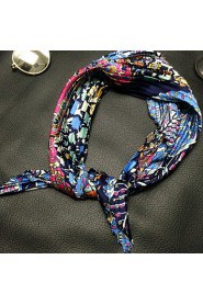 Printing Small Square Bow Scarf Silky Satin Fold Silk Shawl Scarves(Random Color)