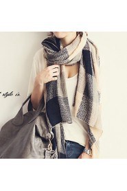 Women Retro Super Wool Colored Plaid Scarves Shawls