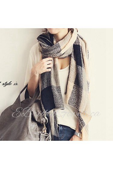 Women Retro Super Wool Colored Plaid Scarves Shawls