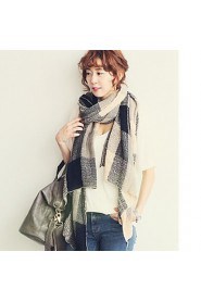 Women Retro Super Wool Colored Plaid Scarves Shawls