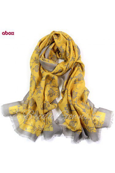 Women's Fashion 100% Wool Flower Printed Scarf