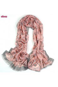 Women's Fashion 100% Wool Flower Printed Scarf