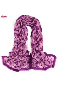 Women's Fashion 100% Wool Flower Printed Scarf