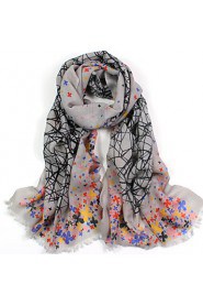 Women's Fashion 100% Wool Flower Printed Scarf