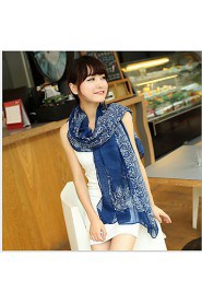 Women Blue And White Porcelain Velvet Chiffon Scarves