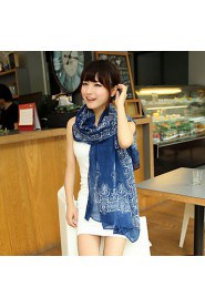 Women Blue And White Porcelain Velvet Chiffon Scarves