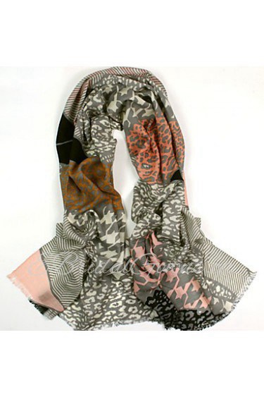 Women's Fashion Warm 100% Wool Leopard Printed Scarf