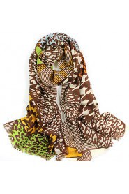 Women's Fashion Warm 100% Wool Leopard Printed Scarf