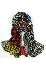 Women's Fashion Warm 100% Wool Leopard Printed Scarf