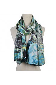 Women's Flora Print Satin Square Bandana Scarf