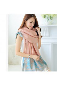 Autumn And Winter National Wind Jacquard Long Fringed Scarves Warm Thick Cherry Shawl