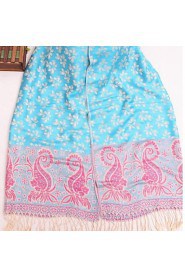 Autumn And Winter National Wind Jacquard Long Fringed Scarves Warm Thick Cherry Shawl