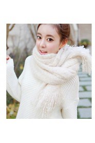 Women Pure Color Mohair Knit Scarves Warm Shawl Scarf