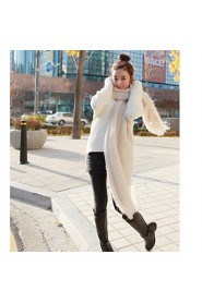 Women Pure Color Mohair Knit Scarves Warm Shawl Scarf