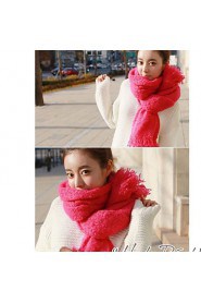 Women Pure Color Mohair Knit Scarves Warm Shawl Scarf