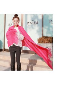 Women Pure Color Mohair Knit Scarves Warm Shawl Scarf