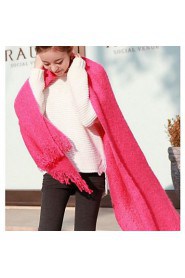 Women Pure Color Mohair Knit Scarves Warm Shawl Scarf