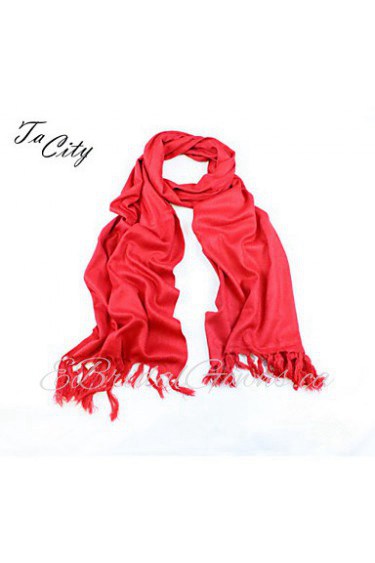 Women Elegant Chinese Red Scarf Shawl with Long Tassels