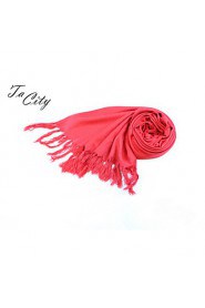 Women Elegant Chinese Red Scarf Shawl with Long Tassels