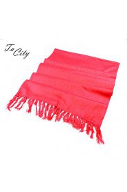 Women Elegant Chinese Red Scarf Shawl with Long Tassels
