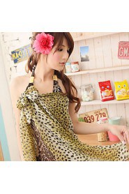 Women's Wind Yellow Chiffon Leopard Grain Beach Towels Veil, Wai Yarn