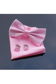 Men's Wedding Party Polyester Bowties with Matching Hanky & Cufflink (10 Color)