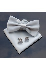 Men's Wedding Party Polyester Bowties with Matching Hanky & Cufflink (10 Color)