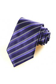 Men's Purple Striped Necktie Wedding Formal Business Work Casual Tie With Gift Box