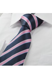 Men's New Striped Pink Blue Microfiber Tie Necktie For Wedding Party Holiday With Gift Box