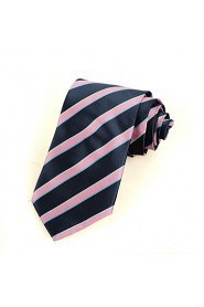 Men's New Striped Pink Blue Microfiber Tie Necktie For Wedding Party Holiday With Gift Box