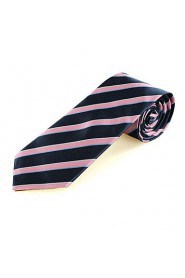 Men's New Striped Pink Blue Microfiber Tie Necktie For Wedding Party Holiday With Gift Box