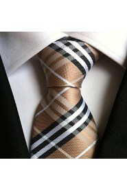 Men Wedding Cocktail Necktie At Work Beige White Cross Tie