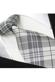 Men's Tie Gray Checked Fashion 100% Silk Business