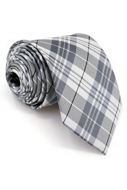 Men's Tie Gray Checked Fashion 100% Silk Business