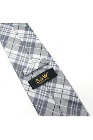 Men's Tie Gray Checked Fashion 100% Silk Business