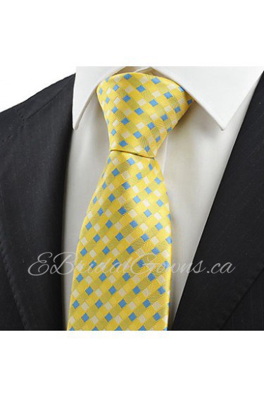 Men's New Cross Checked Pattern Microfiber Tie Necktie Wedding Party With Gift Box (5 Colors Available)