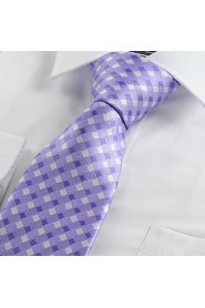 Men's New Cross Checked Pattern Microfiber Tie Necktie Wedding Party With Gift Box (5 Colors Available)