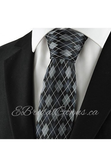 Men's Diamond Pattern Microfiber Tie Formal Necktie for Holiday Business With Gift Box (3 Colors Available)