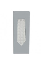 Men's Silver Ash Gray Check Tie Formal Wedding Party Work Casual Necktie With Gift Box