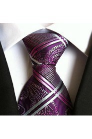 Men Wedding Cocktail Necktie At Work Purple White Cross Tie